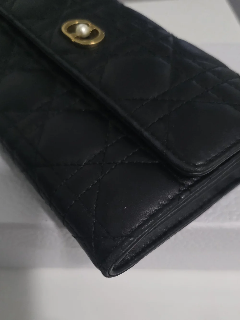 Dior Black Quilted Leather Wallet with Gold-Tone Hardware